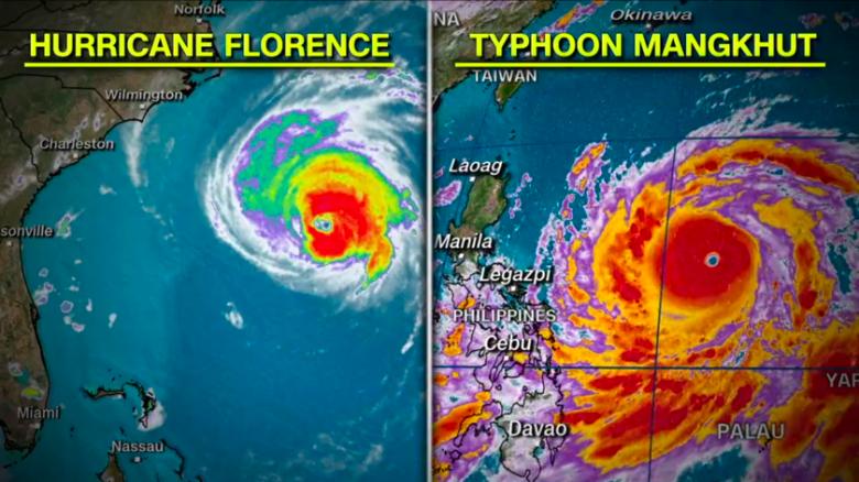 Typhoon Manghkut and Hurricane Florence