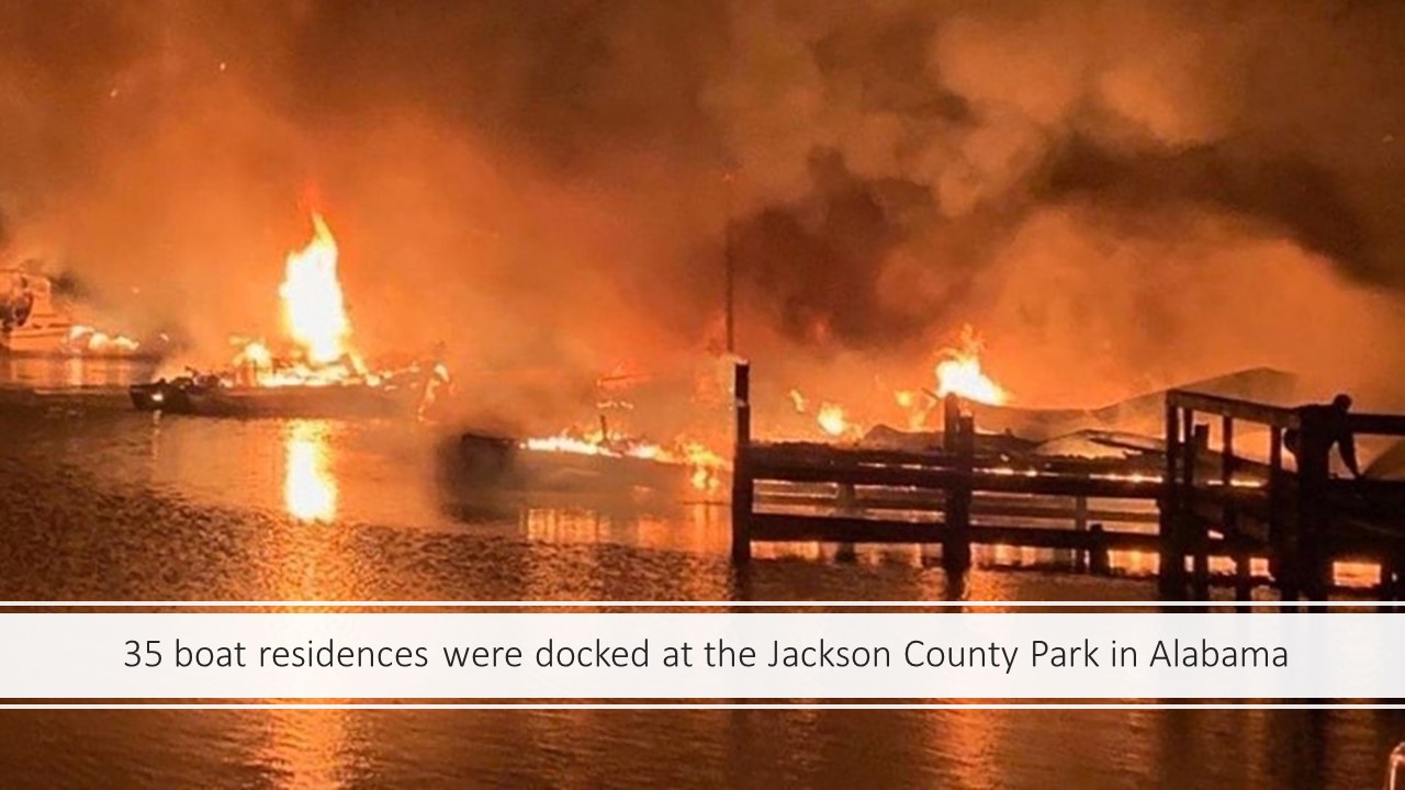 Massive Fire in a Boat Dock in Jackson County