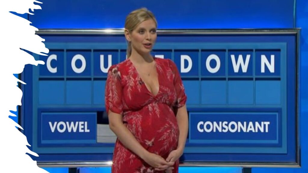 Rachel Riley proudly pregrenant in a plunging red dress