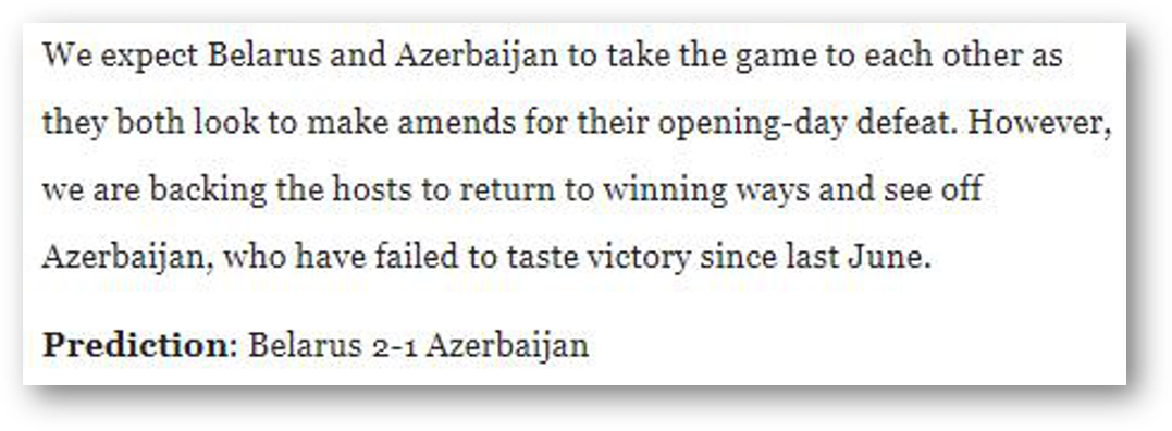 Belarus vs Azerbaijan Prediction