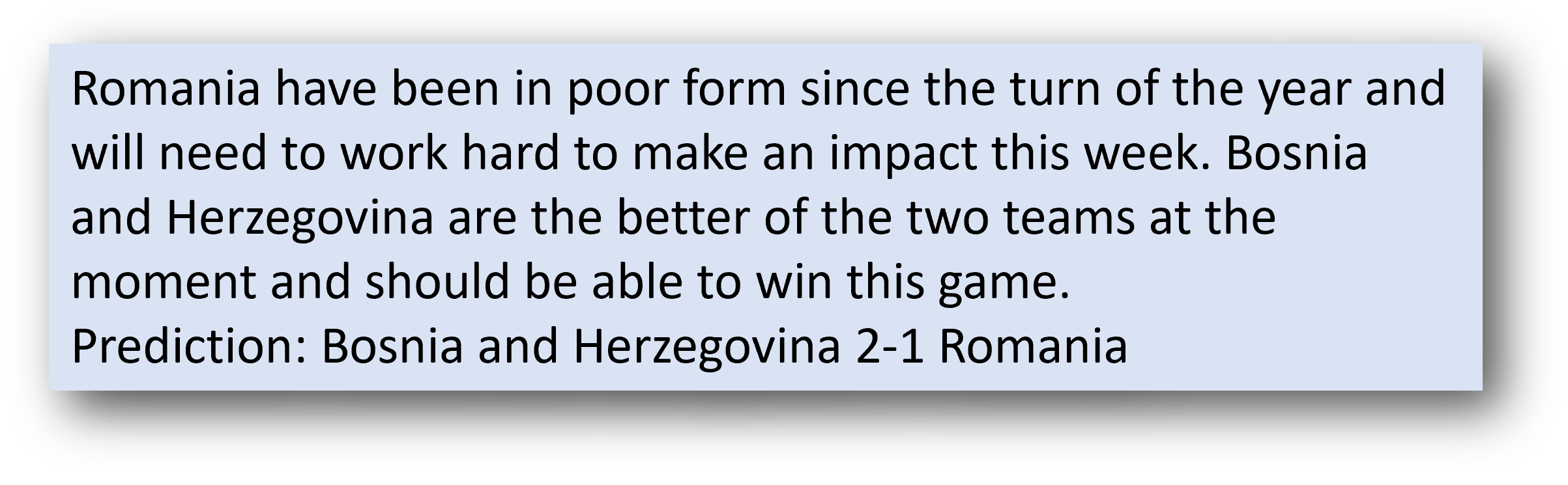 Bosnia vs Romania Prediction