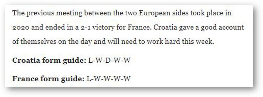 Croatia vs France head to head