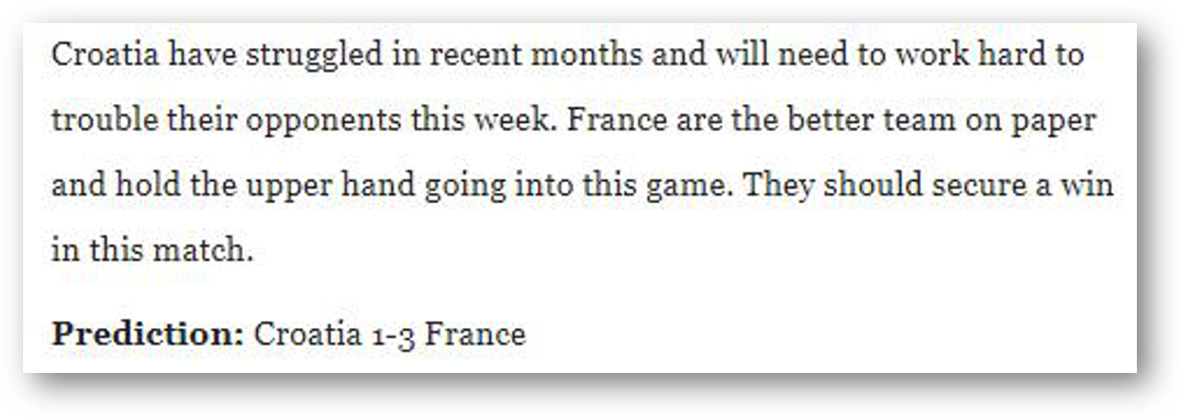 Croatia vs France Prediction