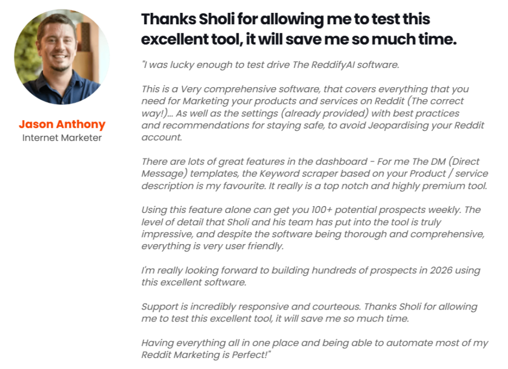 Reddify AI Testimonial 2
