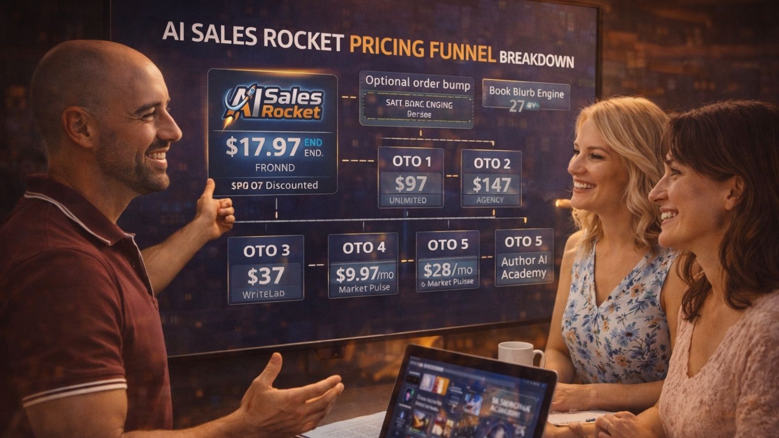 Andreas Quintana demonstrating AI Sales Rocket book marketing automation platform