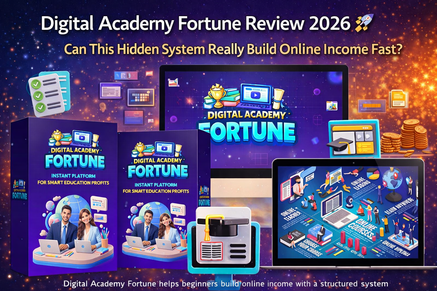 Digital Academy Fortune review showing online income system and digital training