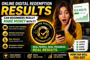 online digital redemption results showing income potential and beginner progress