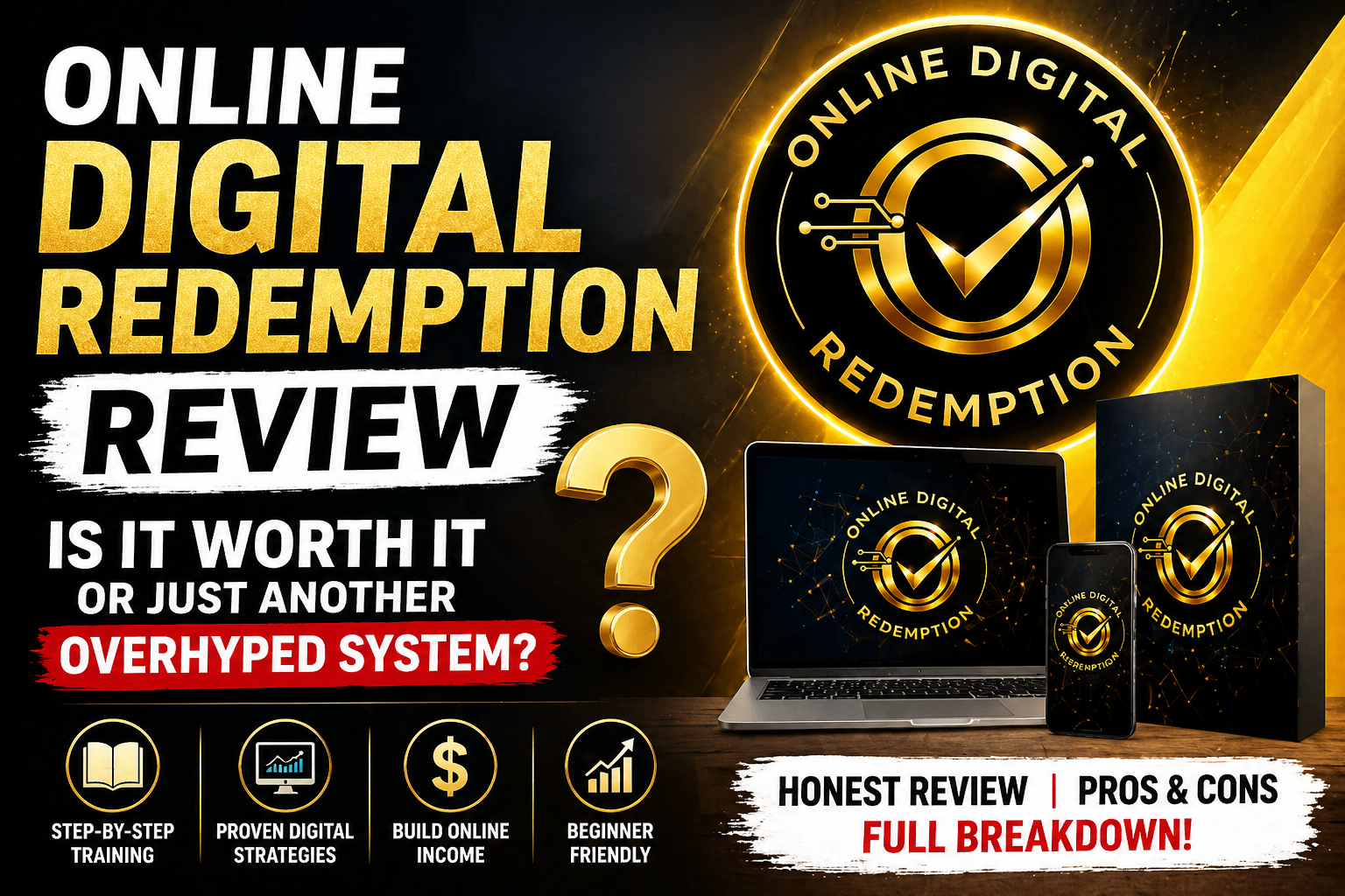 online digital redemption review showing system overview pros cons and online income training