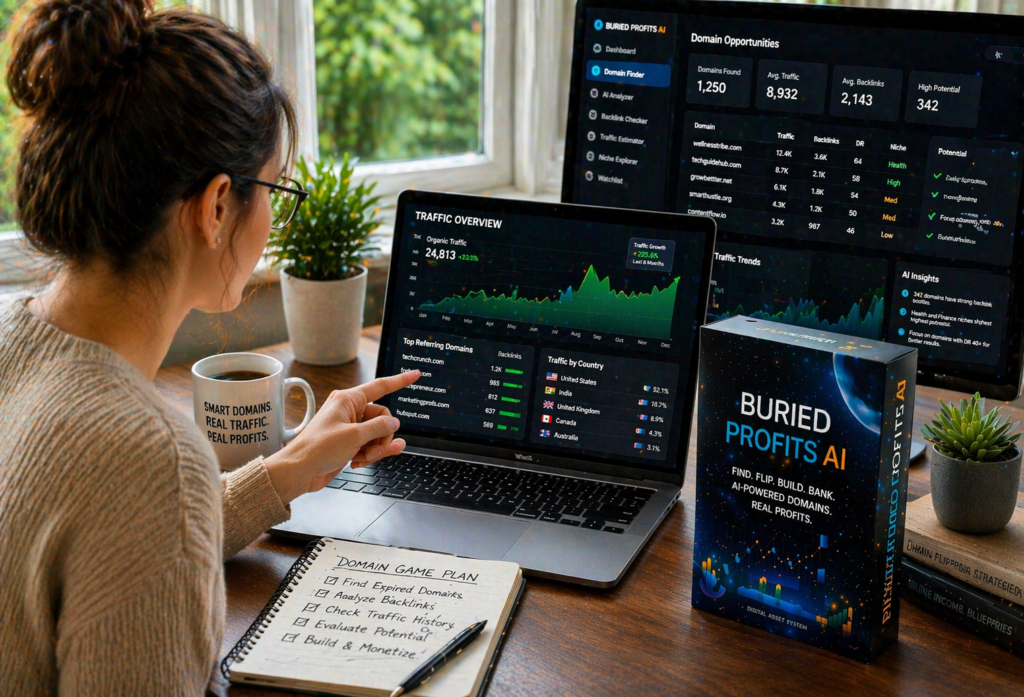 Discover how Buried Profits AI identifies domains with traffic and backlinks.
