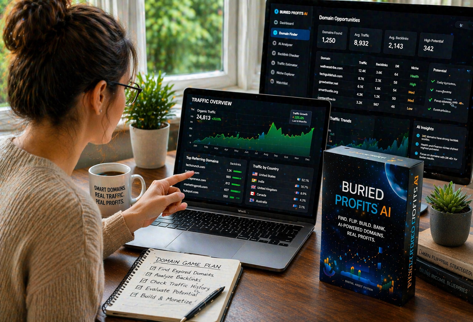 Discover how Buried Profits AI identifies domains with traffic and backlinks.