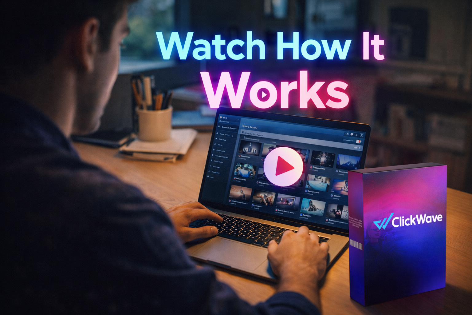 Step-by-step breakdown of how ClickWave works, including demo, workflow, and monetization strategy.